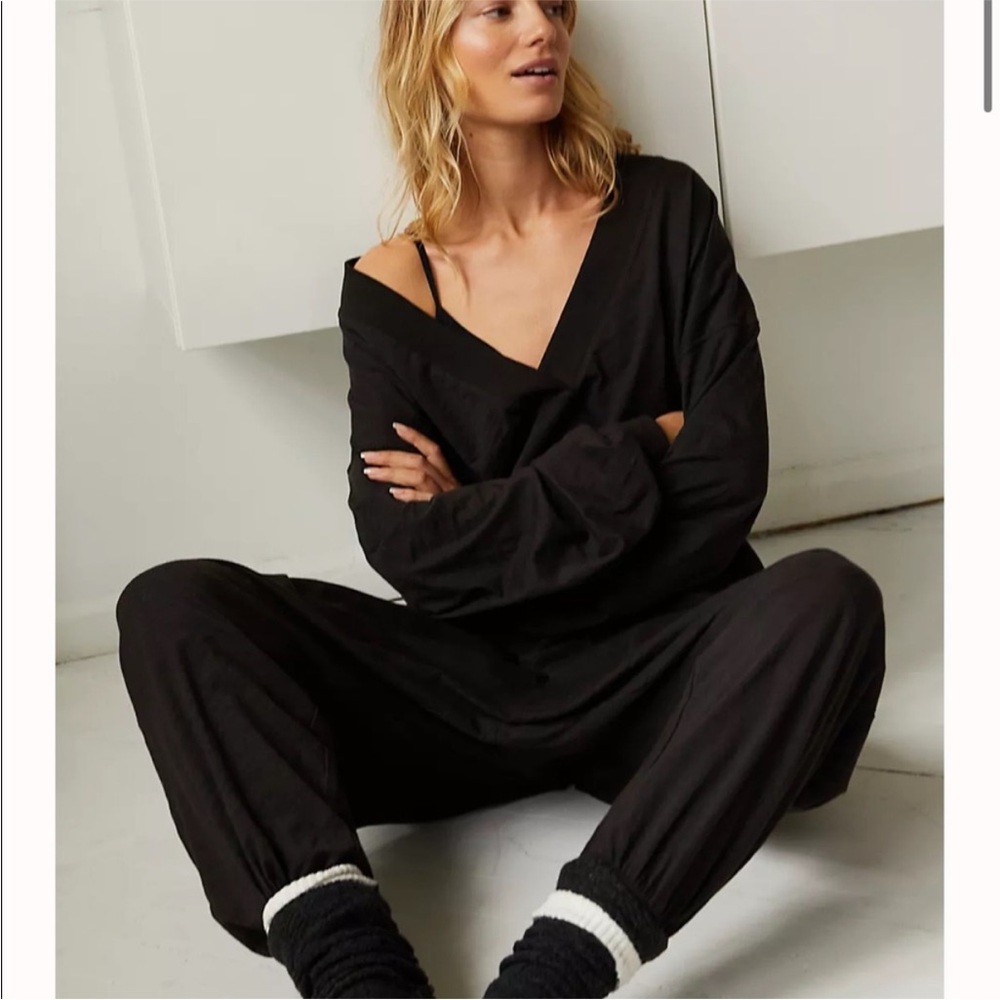 Free People Just Because V-Neck Lounge Jumpsuit, Size M